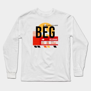 Belgrade (BEG) Airport // Sunset Baggage Tag Long Sleeve T-Shirt